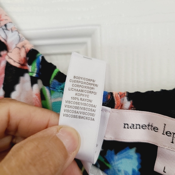 Nanette Lepore Black Floral Dress Size L - Picture 5 of 5